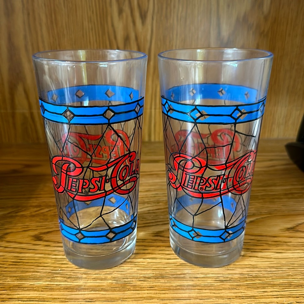 2 Vintage Pepsi-Cola glasses